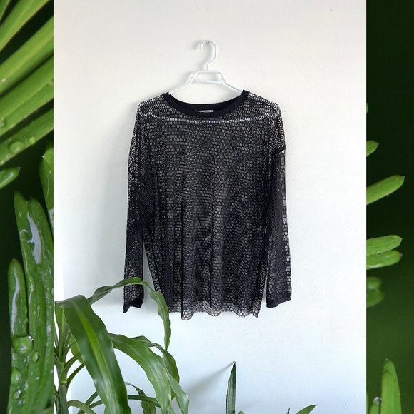 ZARA Long Sleeve Fishnet Mesh Tshirt - Picture 3 of 8